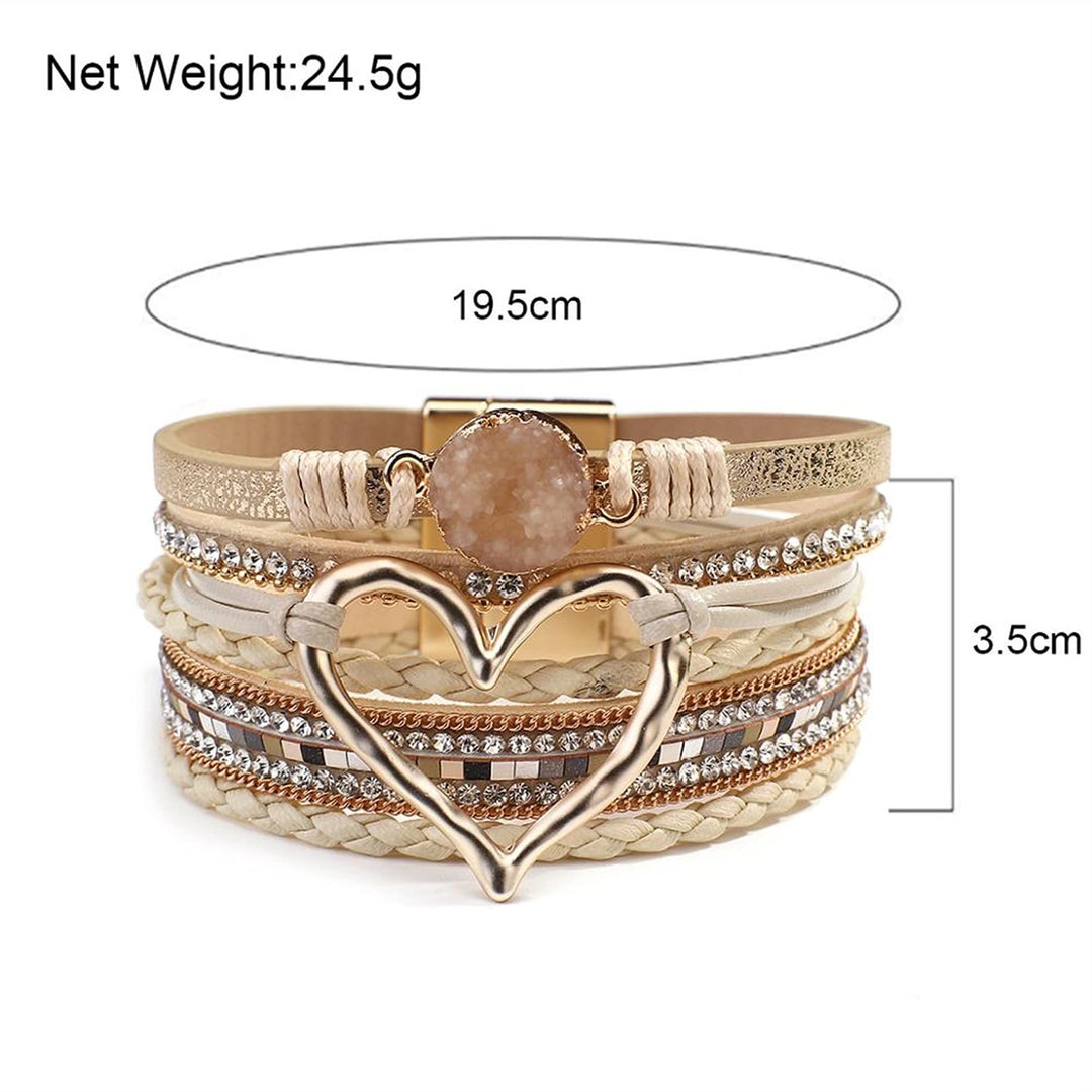 Olivenorma Bohemia Leather Wrap Hollow Heart Bracelet  - image 4