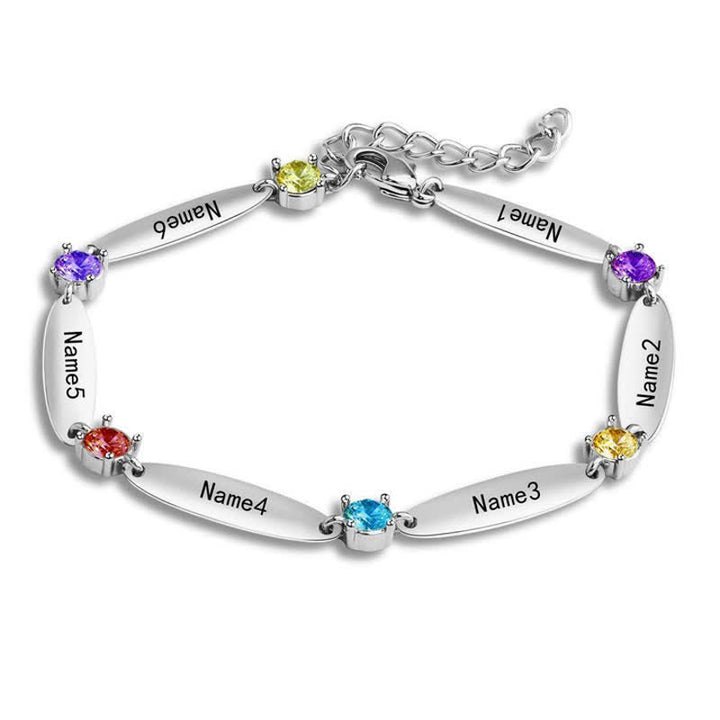 Olivenorma Family Names and Birthstones Bracelet - Silver - 5 Birthstone - image 8