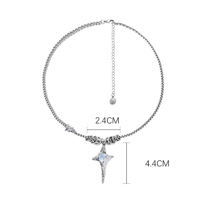 Olivenorma Moonstone Pleated Star Pendant Alloy Necklace - image 8