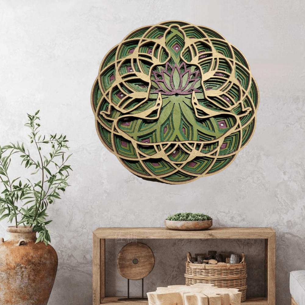 Olivenorma Green Lotus Yoga Meditation 3D Wall Decor - image 1