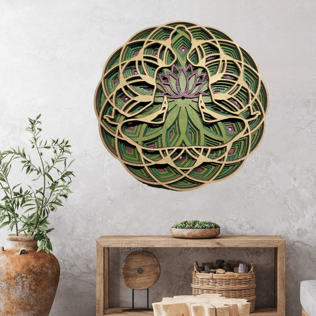 Olivenorma Green Lotus Yoga Meditation 3D Wall Decor - image 1
