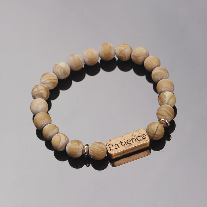 Olivenorma Natural Gemstone Mom Patience Engraving Bracelet - Picture Jasper - image 23