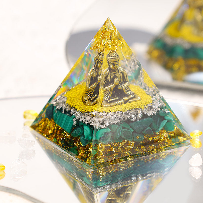 Olivenorma Malachite With Buddha Protection Orgone Pyramid - image 1