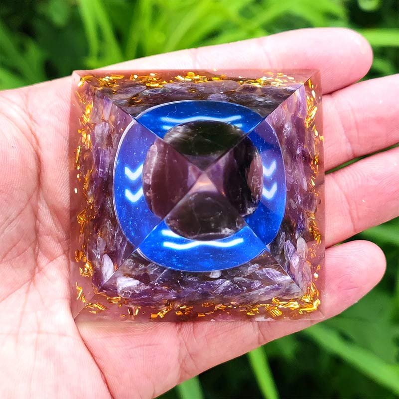 Olivenorma Amethyst Aquarius Zodiac Orgone Pyramid - image 3