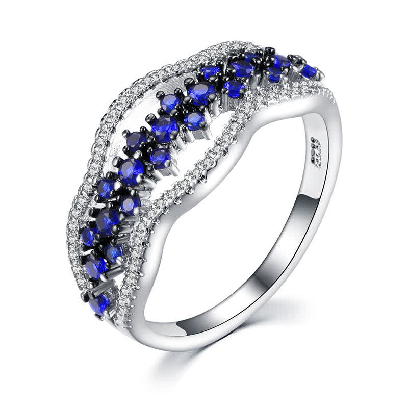 Olivenorma Creative Hollow Sapphire Blue Zircon Ring - image 7