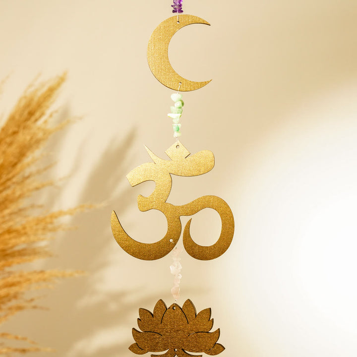 Olivenorma Rainbow Gemstone Lotus OM Moon Wall Decor - image 12