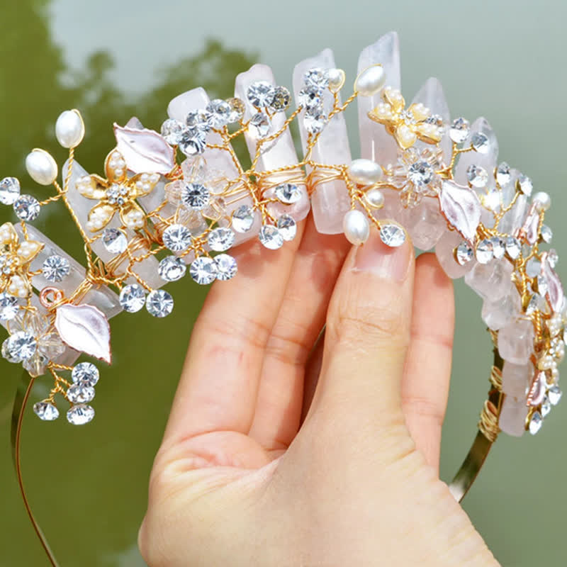 Olivenorma Luxury Natural Crystal With Pearl Crystal Crown - image 7