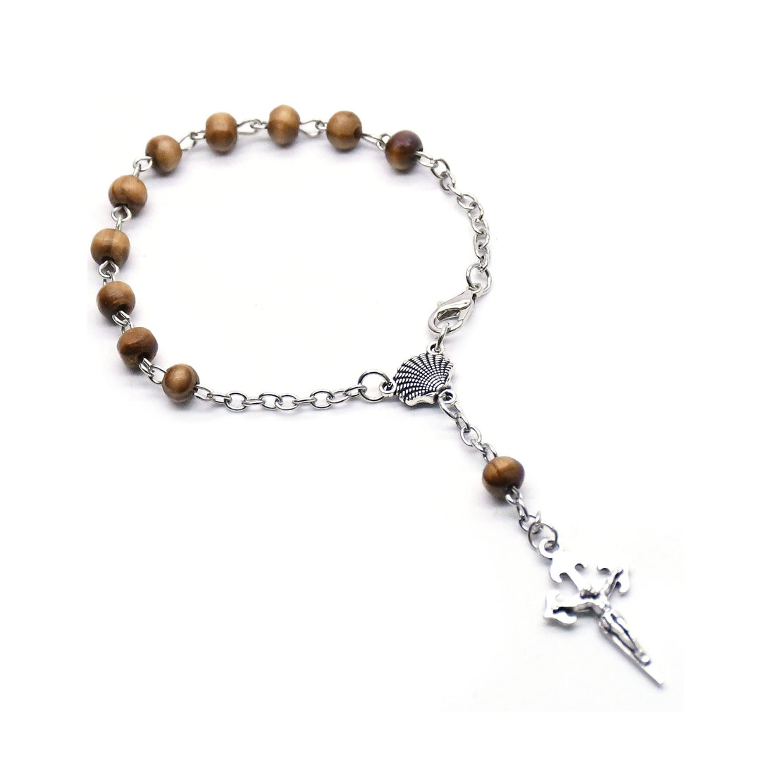 Olivenorma 6mm Wooden Bead Rosary Cross Bracelet - image 7