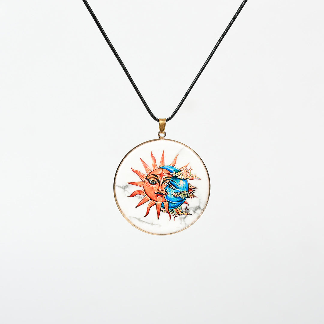 Olivenorma Crystal Hamsa Chakra Tree Of Life Necklace - White Turquoise - Sun Moon - image 4