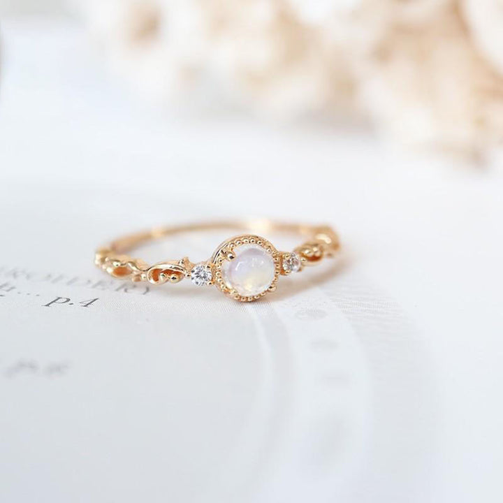 Olivenorma Natural Moonstone Zircon Delicate Ring - image 4