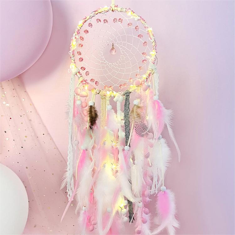 Olivenorma Pink Acrylic Bead Woven Dream Catcher - image 2