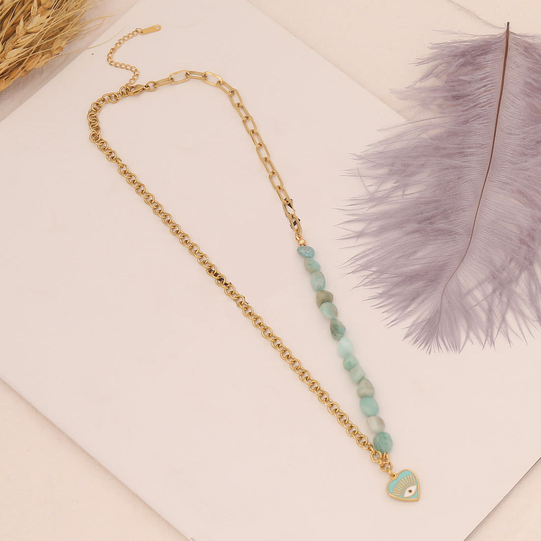 Olivenorma Natural Amazonite Evil Eye Necklace Bracelet Earrings Set - Necklace&Amazonite - image 2