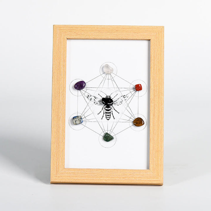 Olivenorma Metatron's Cube Symbol Chakra Stars Moon Photo Frame Decoration - Metatron's Cube Symbol&Chakra&Moth - Wooden Photo Frame - image 4