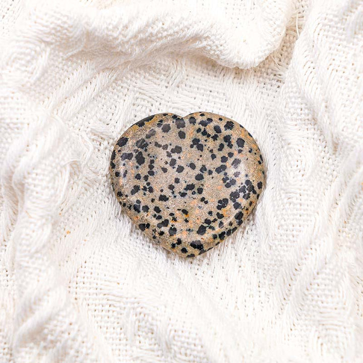 Olivenorma Dalmatian Jasper Heart Protection Worry Stone - image 4