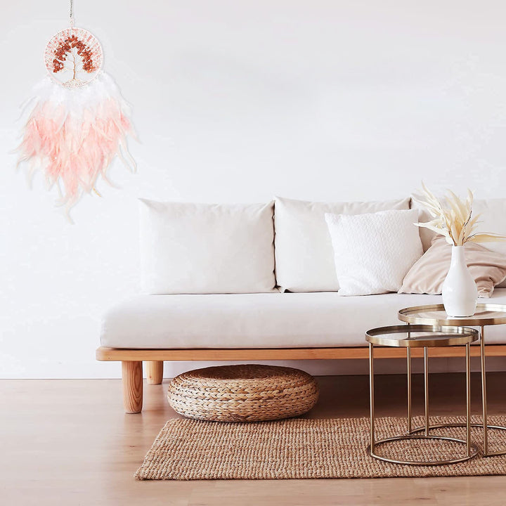 Olivenorma Crystal Tree of Life Pink Feather Dream Catcher - image 2