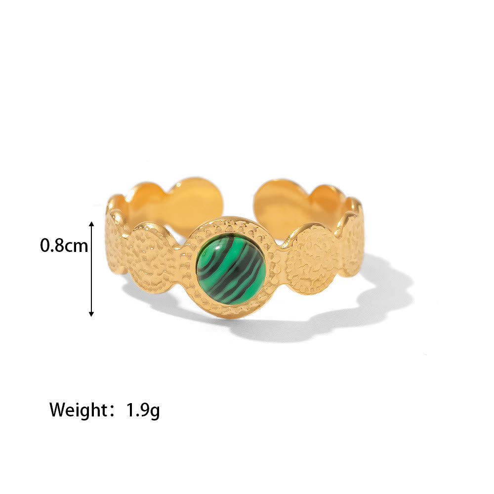 Olivenorma Gold Green Natural Malachite Open Ring Set - Malachite#1 - image 1