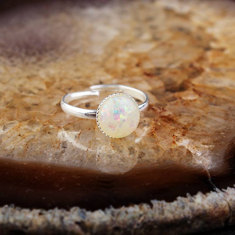 Olivenorma Opal Moonstone Simple Half Circle Adjustable Ring - image 14
