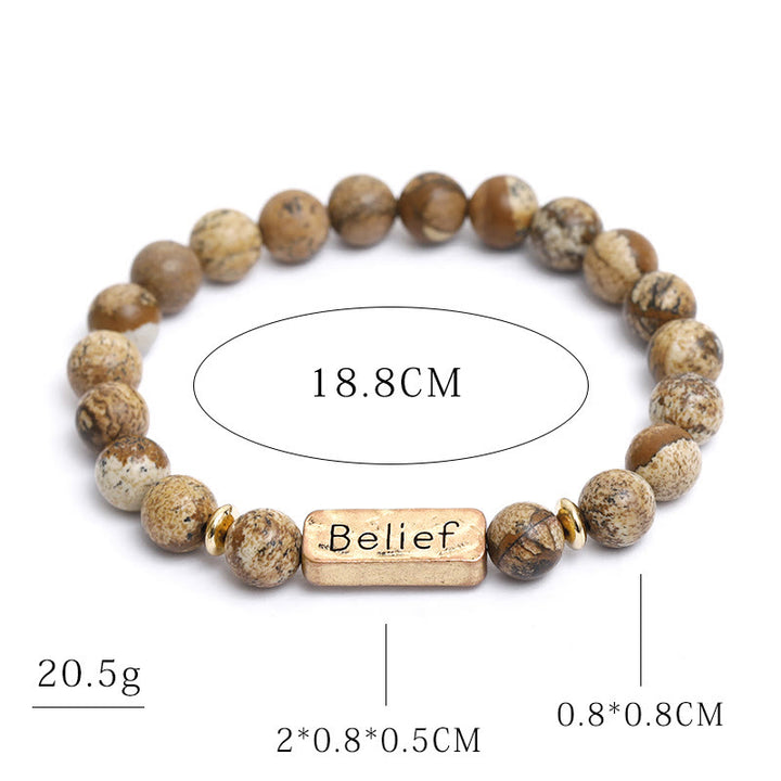 Olivenorma Natural Gemstone Belief Engraving Bracelet - image 12