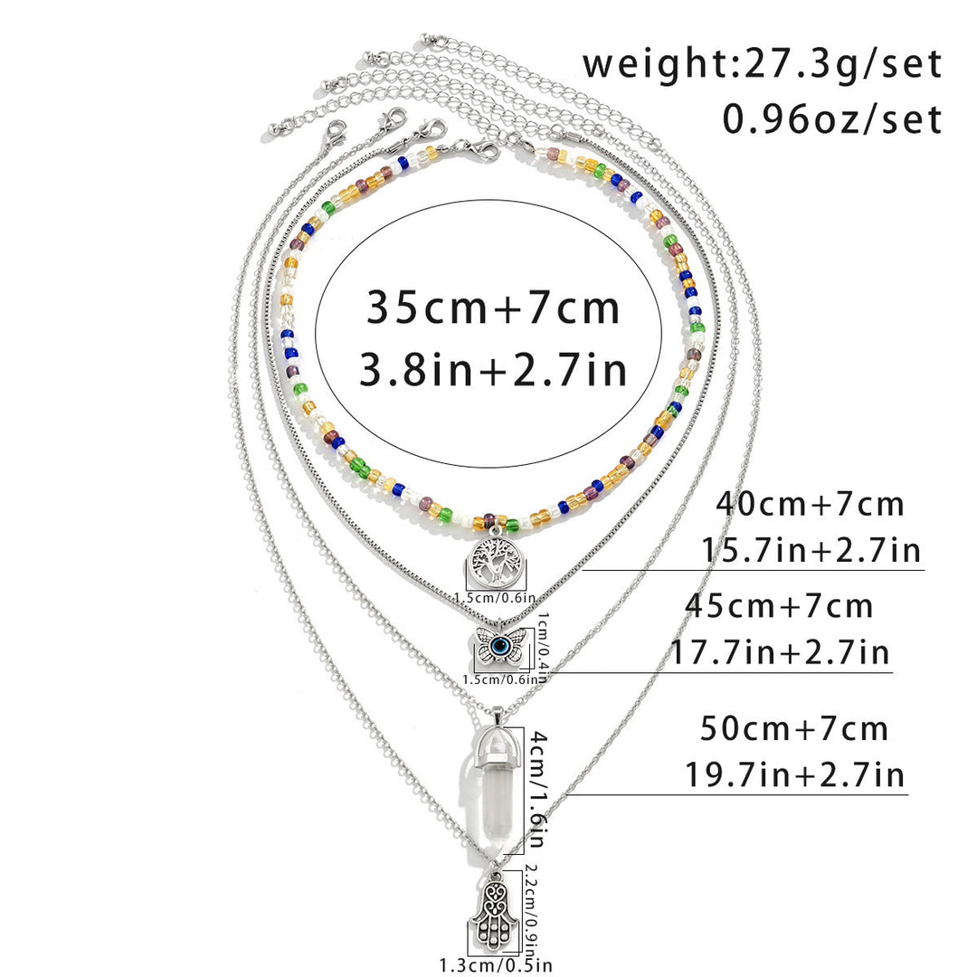 Olivenorma Natural Quartz Tree Of Life Hamsa Pendant Necklace Set - image 14