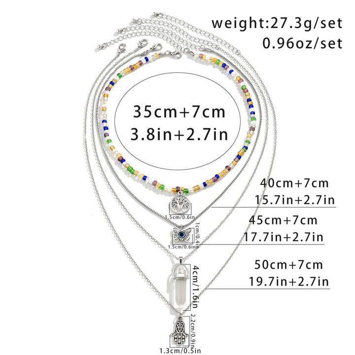 Olivenorma Natural Quartz Tree Of Life Hamsa Pendant Necklace Set - image 14