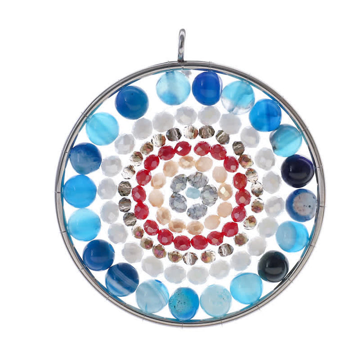Olivenorma Datura Flower Round Pendant Crystal Necklace - Sapphire - image 25
