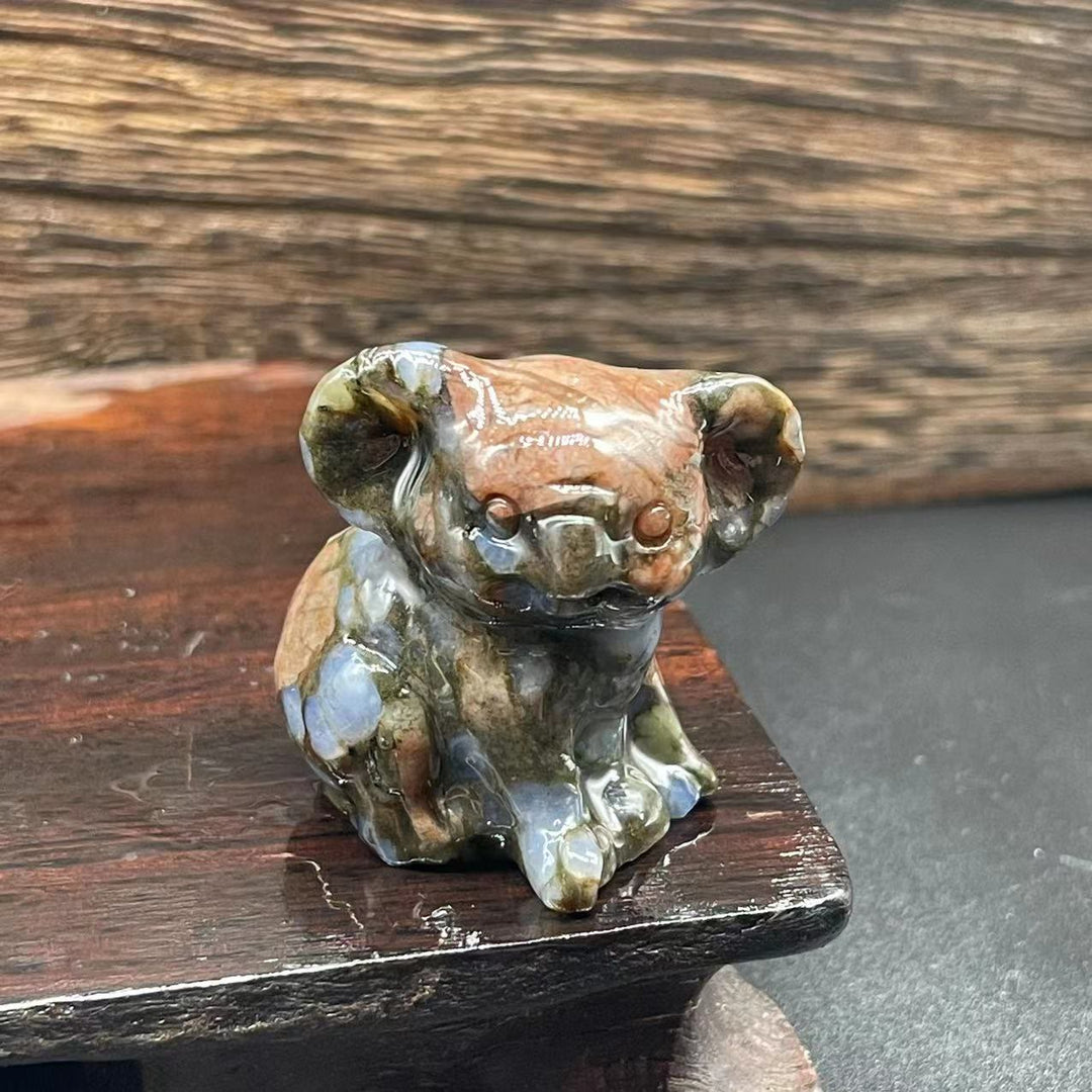 Olivenorma 1.2 Inches Carved Cute Koala Figurine Gemstone Decoration - Blue Spectrolite - image 33