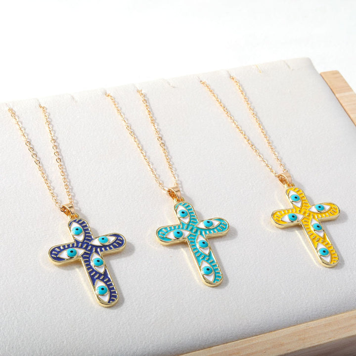 Olivenorma "We are protected" Evil Eye Cross Necklace  - image 0