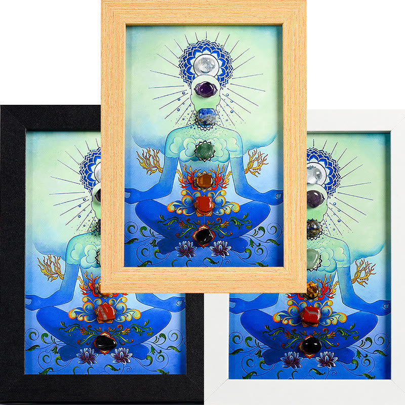 Olivenorma Yoga Meditation Posture Chakra Stone Photo Frame Decoration - Yoga Meditation & Chakra#6 - Wooden Photo Frame - image 8