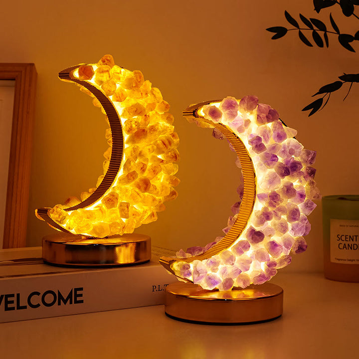 Olivenorma Amethyst Citrine Blue Fluorite Moon Crystal Lamp - image 0