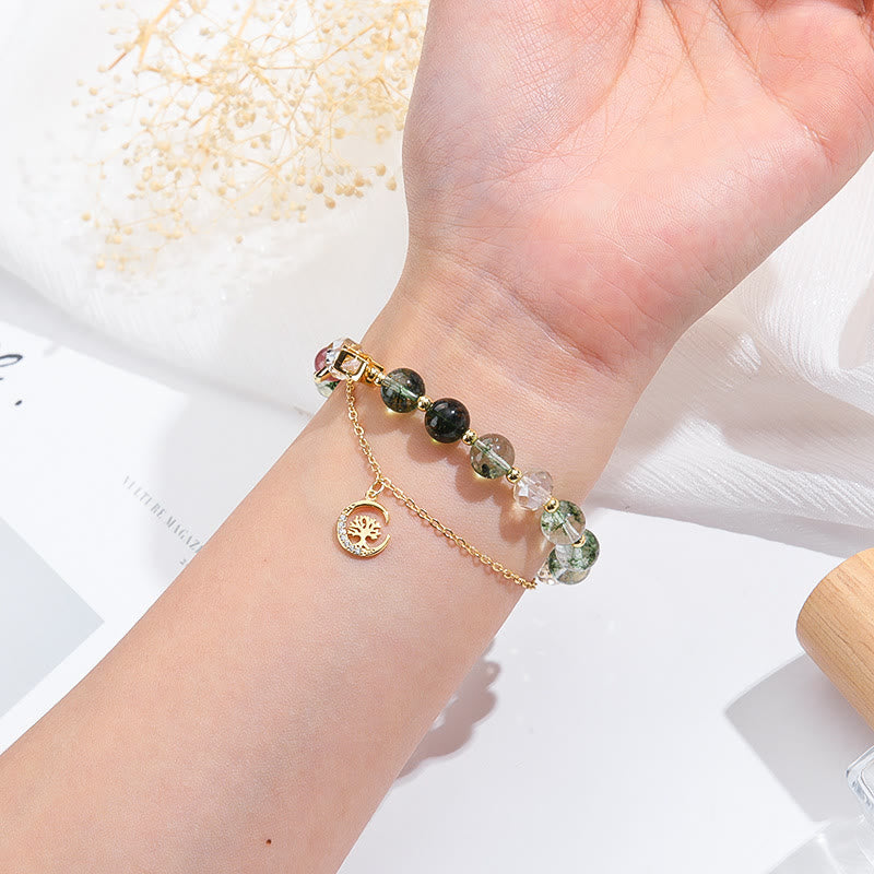 Olivenorma Moss Agate Star Beads Tree Of Life Pendant Bracelet - image 1