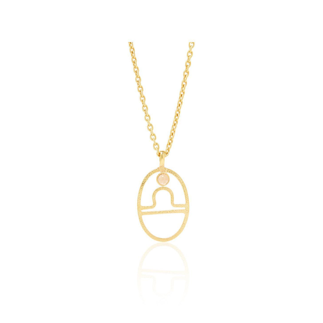 Olivenorma Hollow Zodiac Rune Birthstone Necklace - Libra &Sun Stone - image 12