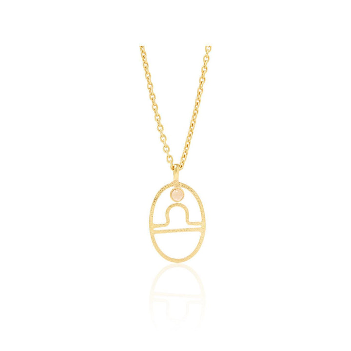 Olivenorma Hollow Zodiac Rune Birthstone Necklace - Libra &Sun Stone - image 12