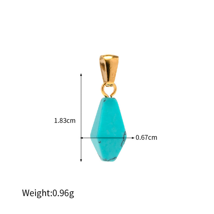 Olivenorma Rose Quartz Lapis Lazuli Turquoise Diamond Pendant Necklace - Turquoise - image 8
