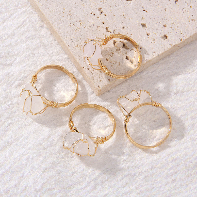 Olivenorma Natural Irregular Rough Wire Wrap Gemstone Ring - image 44