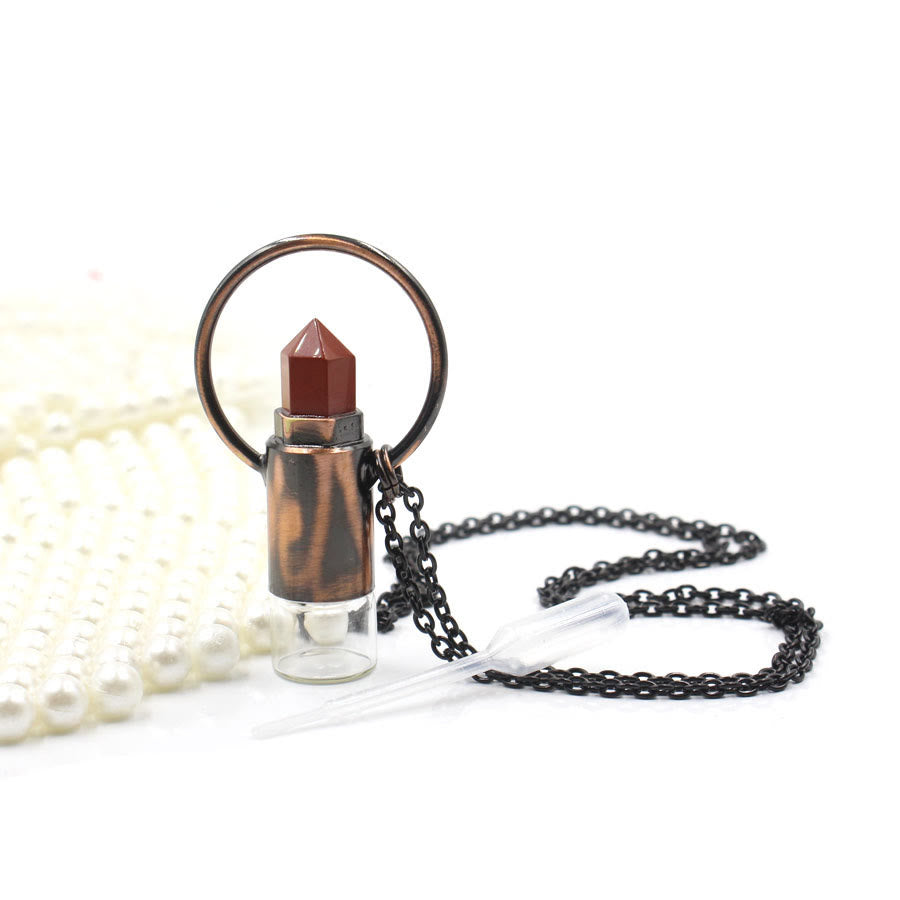 Olivenorma Natural Crystal Prismatic Bullet Perfume Bottle Pendant - Red Agate - image 14