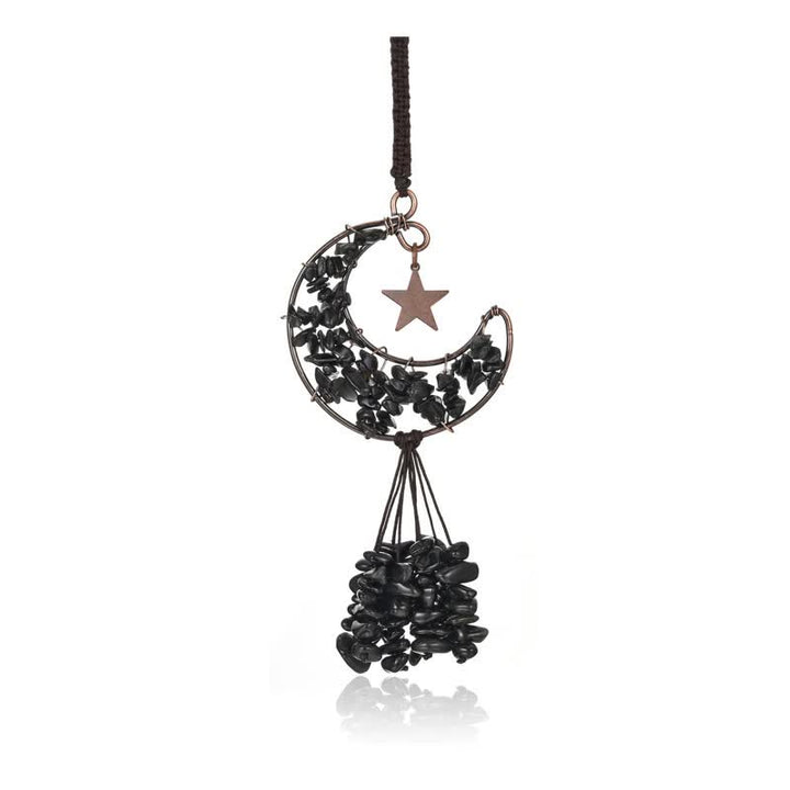 Olivenorma Moon And Star Chakra Crystal Wind Chime - Obsidian - image 12