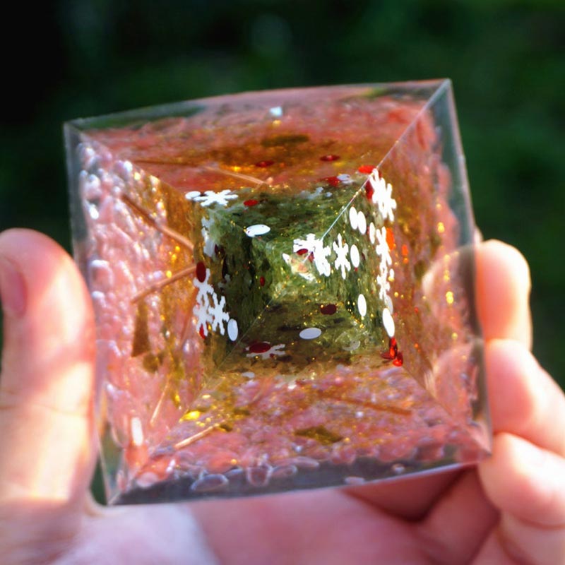 Olivenorma Christmas Pink Crystal Peridot Tree Of Life Orgone Pyramid - image 5