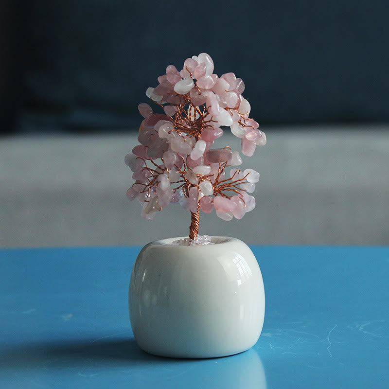 Olivenorma Multi Crystal Gemstone Feng Shui Tree - Rose Quartz - image 3