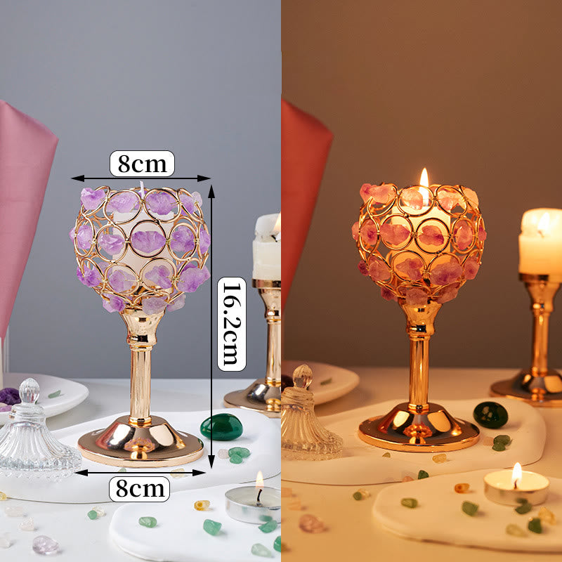 Olivenorma Natural Crystal Cup Holderraw Candle - Amethyst - image 1