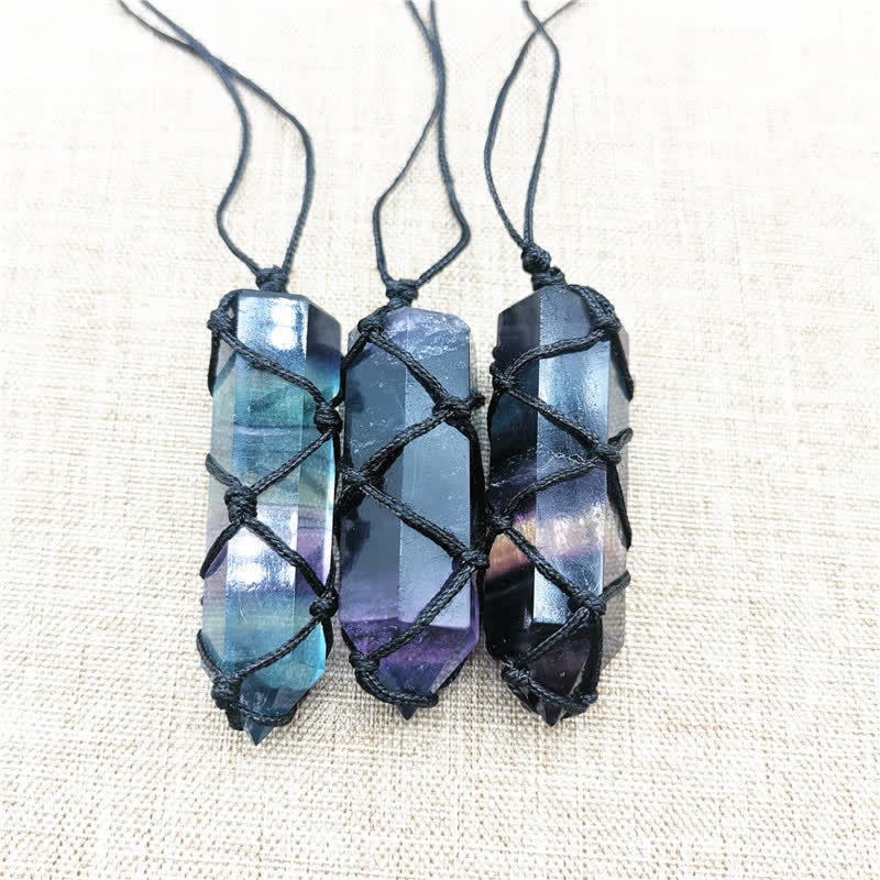 Olivenorma Natural Fluorite Hexagonal Prism Gemstone Necklace - image 1