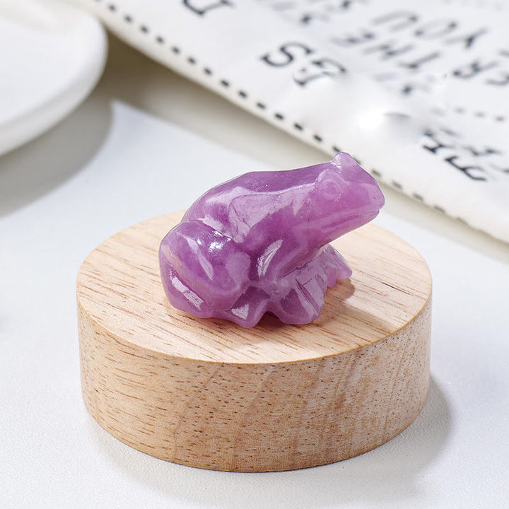 Olivenorma Natural Gemstone Carved Frog Statue Gemstone Decoration - Lepidolite - image 35