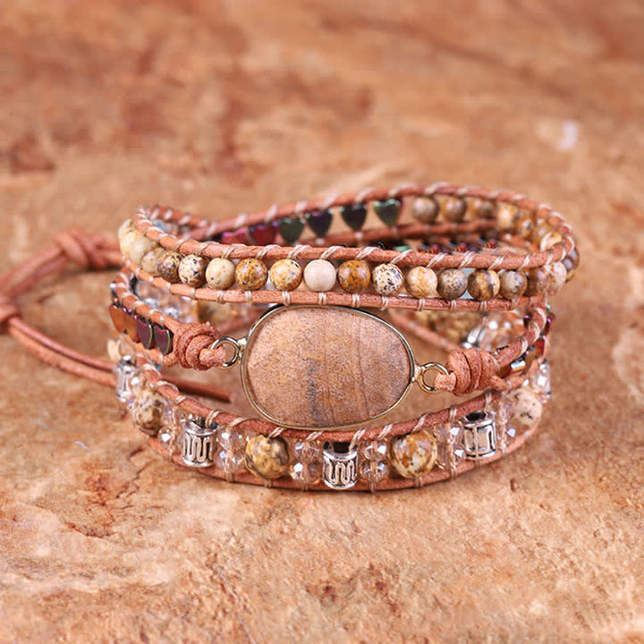 Olivenorma Natural Picture Jasper Wrap Bracelet - Picture Jasper - image 0