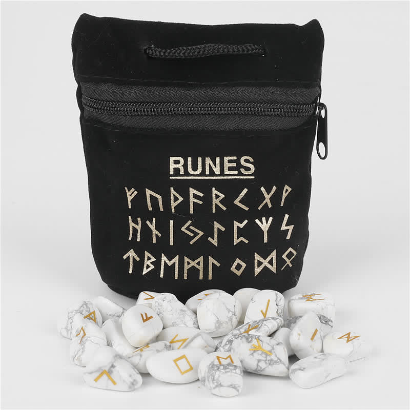 Olivenorma Rune Alphabet Carved Graphic Stone Balance Gemstone Decoration - White Turquoise - image 11
