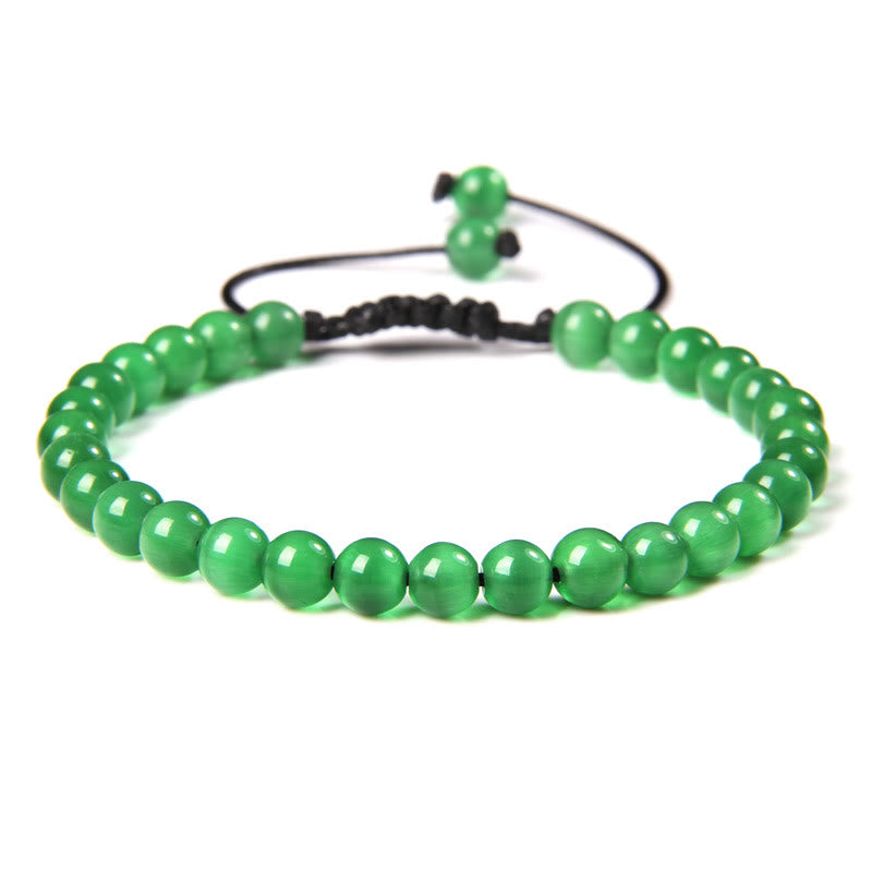 Olivenorma Natural 6mm Stone Beads Braided Wrap Bracelet - Green Cat's Eye - image 30