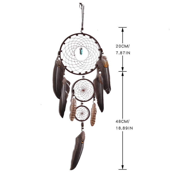 Olivenorma Turquoise Crystal Triple Feather Dream Catcher - image 5