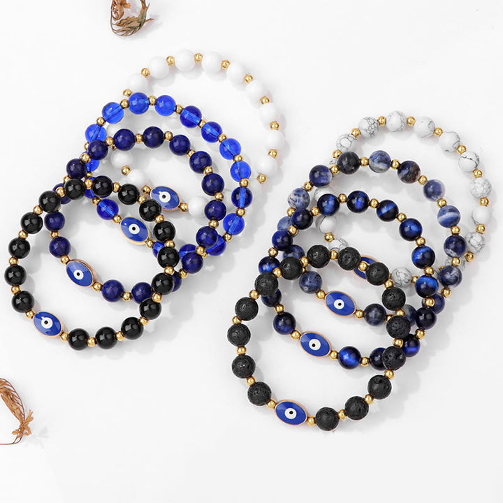 Olivenorma 8mm Blue Tiger Eye Evil Eye Bracelet - image 0
