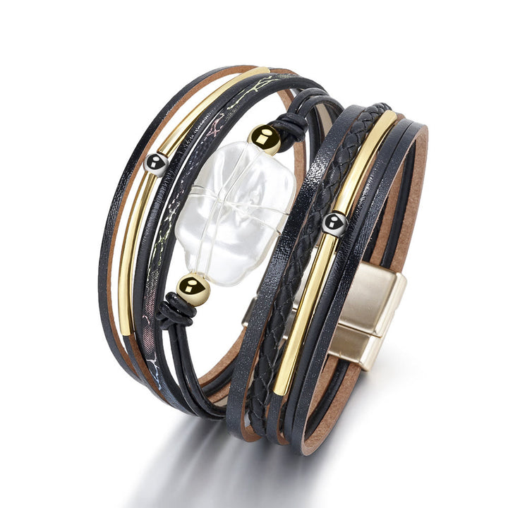 Olivenorma Natural Freshwater Pearl Braided Leather Bracelet - image 3