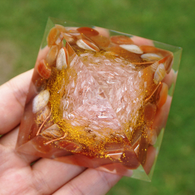 Olivenorma Rose Quartz With Red Agate Tree Of Life Orgone Pyramid - image 3