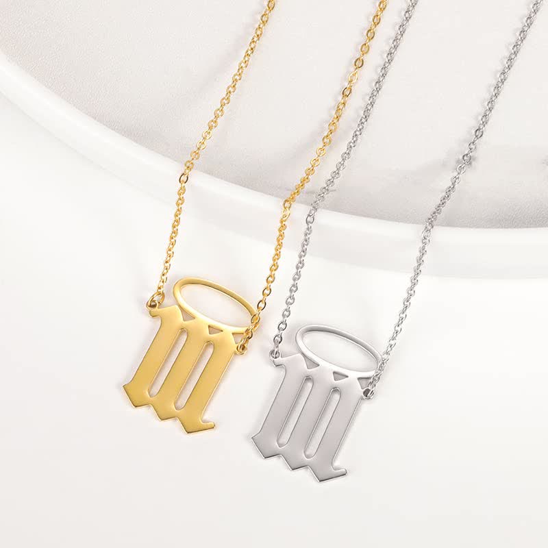 Olivenorma Lucky Angel Number With Angel Aperture Necklace - Silver - 111 - image 4