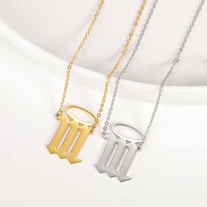 Olivenorma Lucky Angel Number With Angel Aperture Necklace - Silver - 111 - image 4